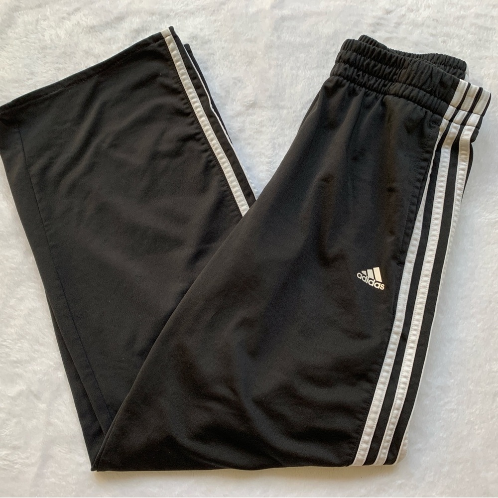 Adidas Kids Black Joggers with White Stripes